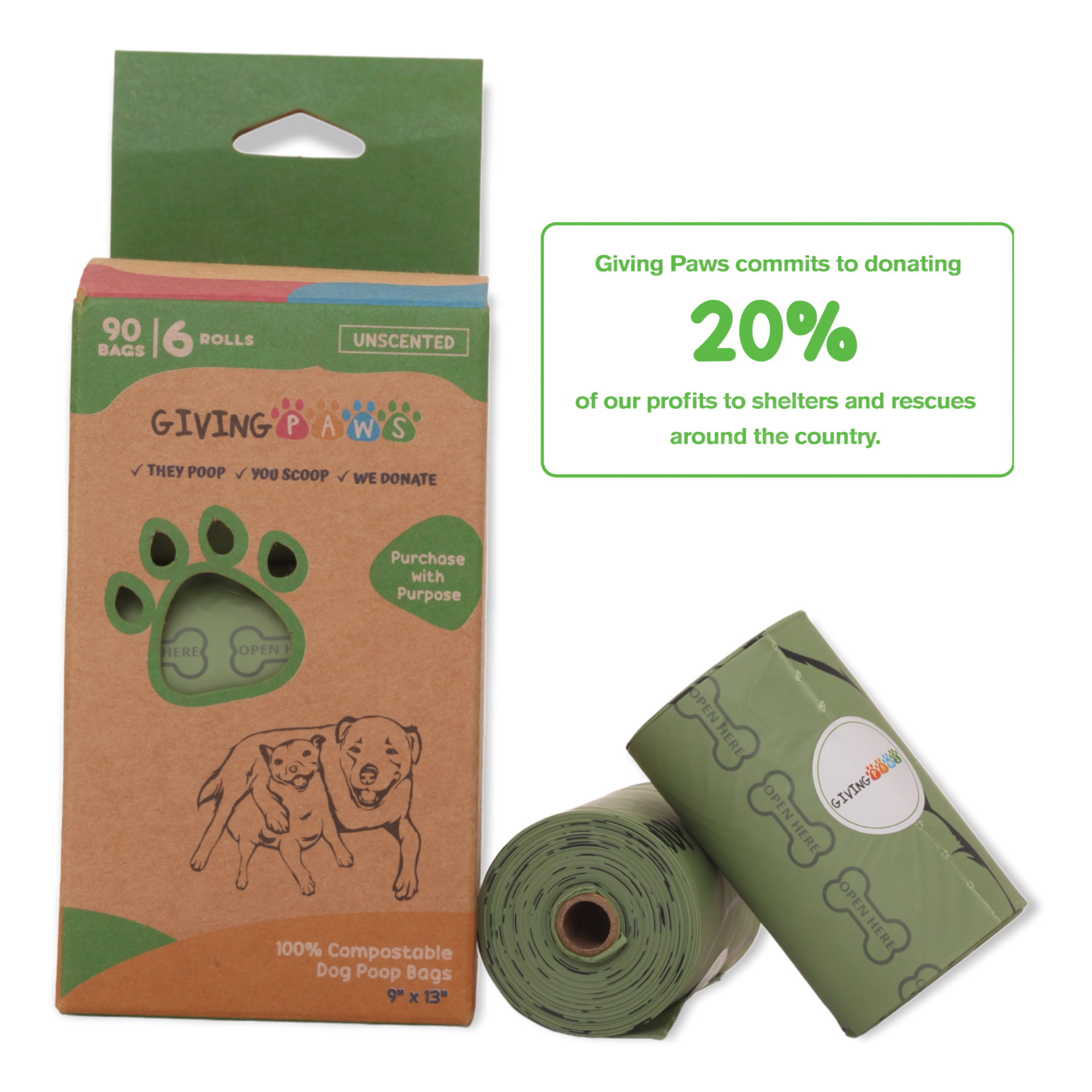 Giving Paws Compostable Dog Poop Bags