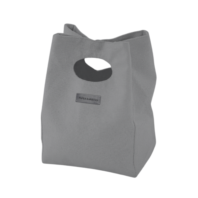 Paper Baristas: Reusable Canvas Lunch Bag: Smoke Grey