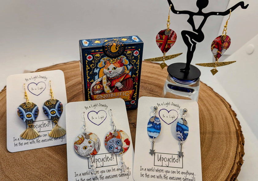 Up-cycled Fun Cat earrings