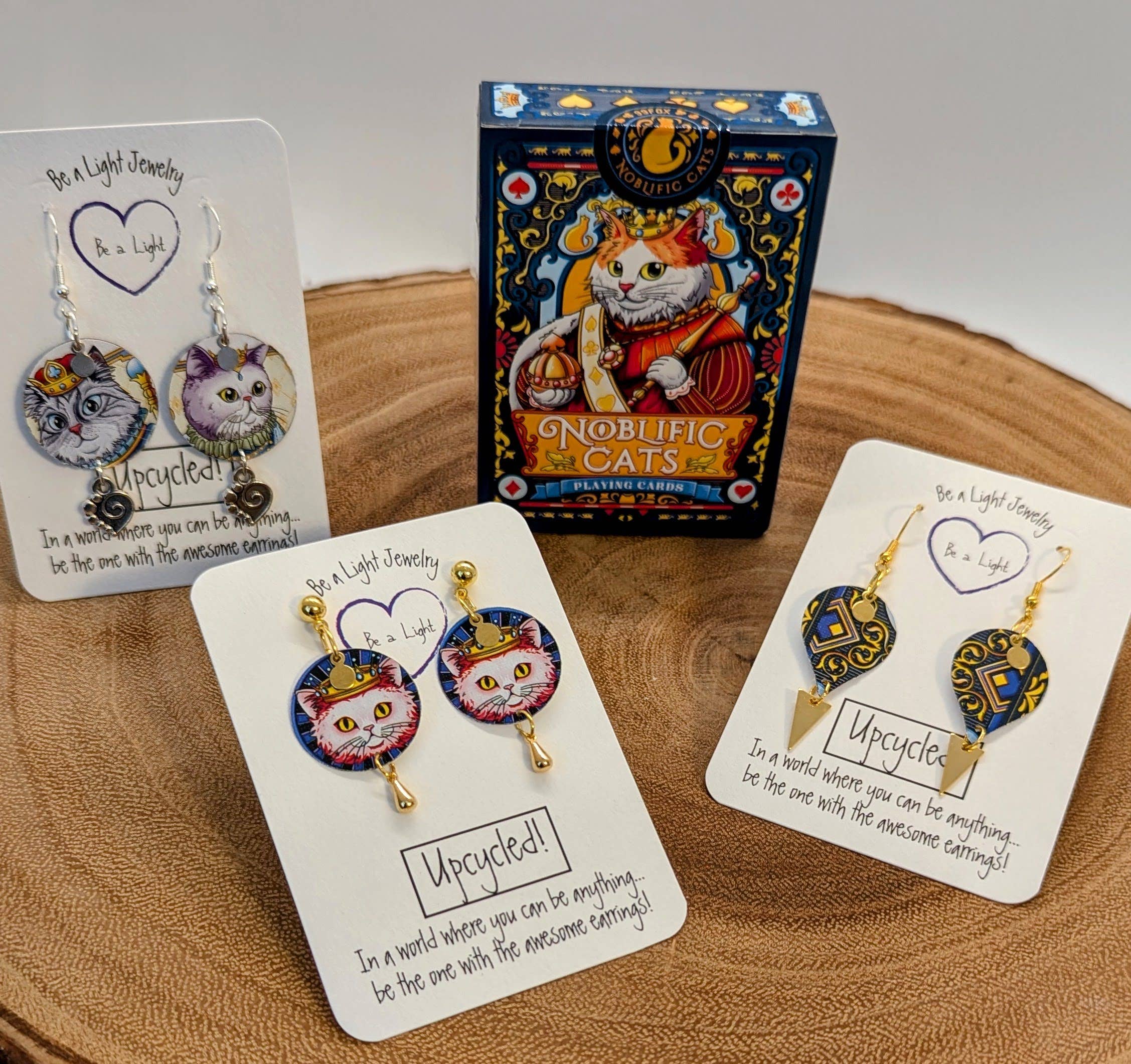 Up-cycled Fun Cat earrings