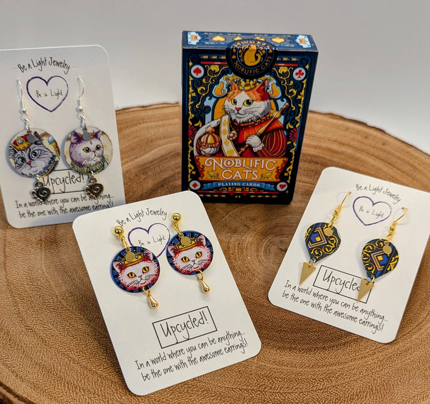 Up-cycled Fun Cat earrings