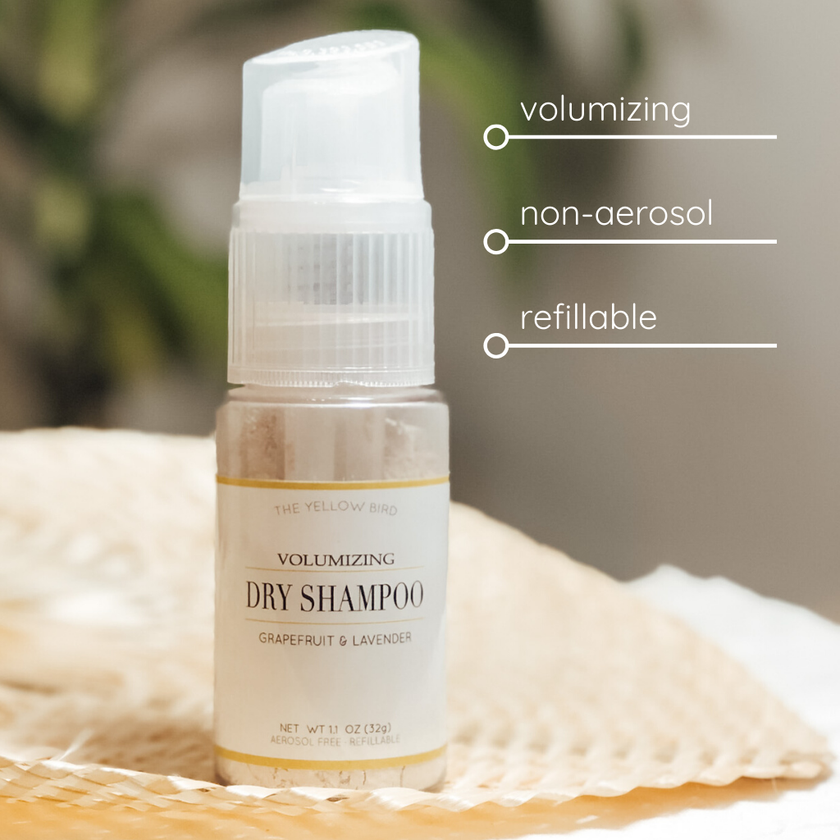 The Yellow Bird Grapefruit Lavender Dry Shampoo Bottle