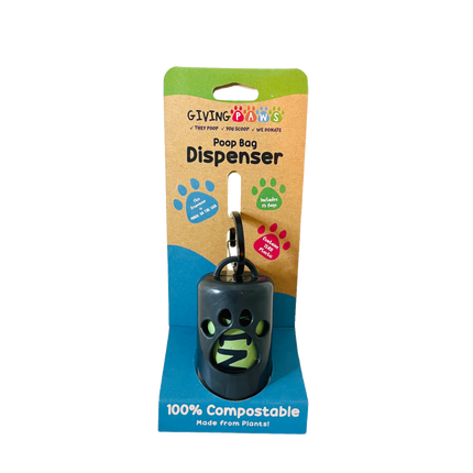 Giving Paws Compostable Poop Bag Dispenser: Black