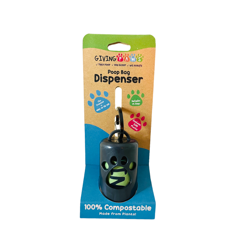Giving Paws Compostable Poop Bag Dispenser: Black