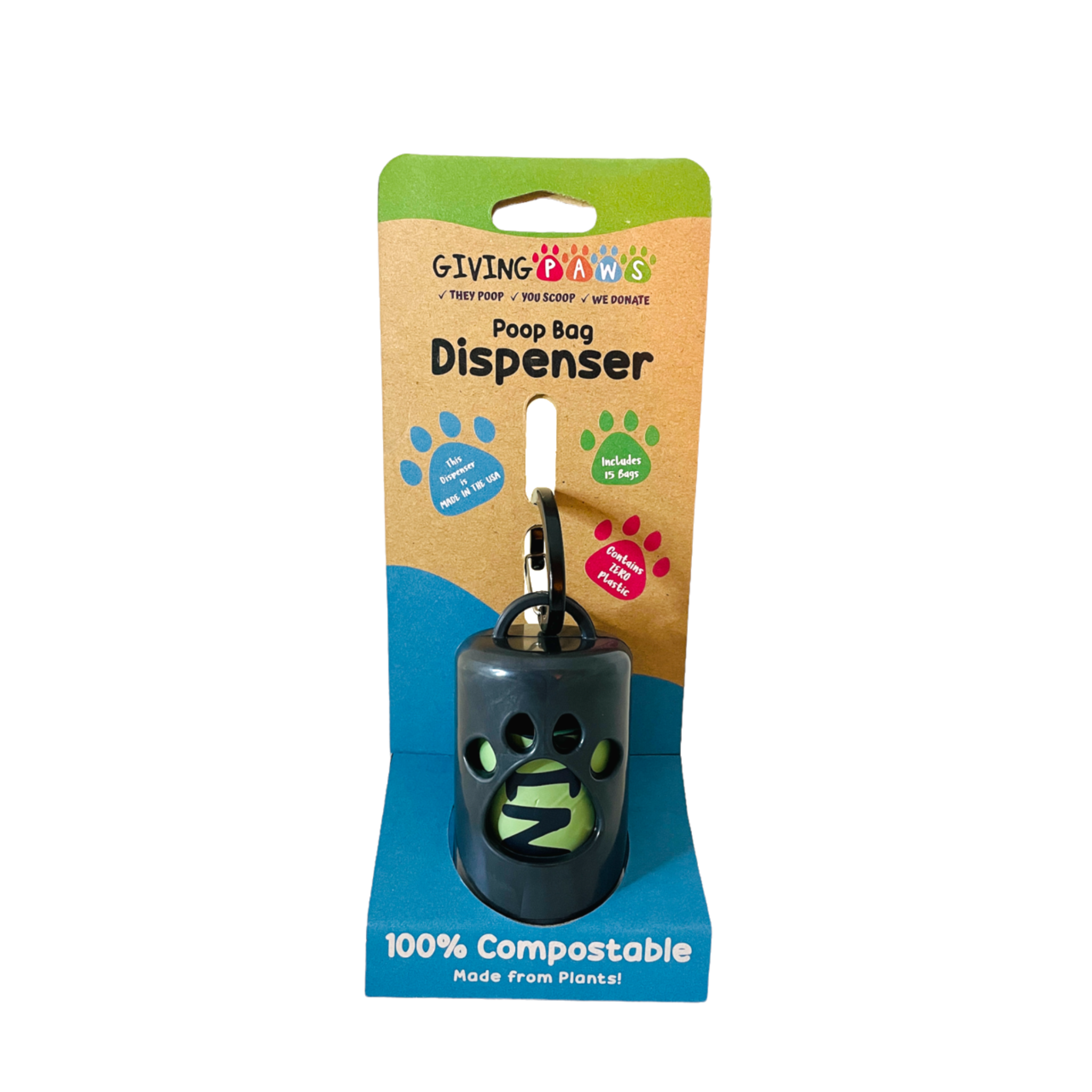 Giving Paws Compostable Poop Bag Dispenser: Pink