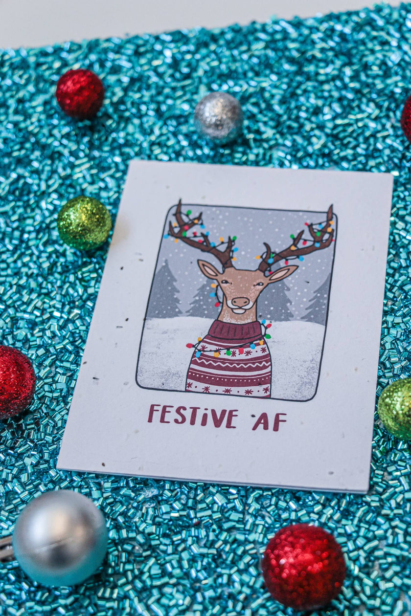 Festive AF Reindeer Plantable Wildflower Seed Card