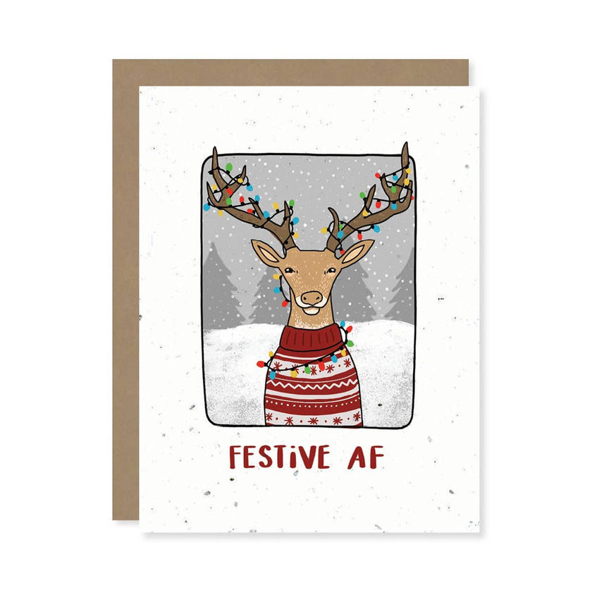Festive AF Reindeer Plantable Wildflower Seed Card