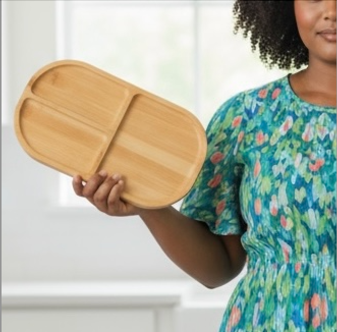 Kid Toddler Bamboo Compartment Plate