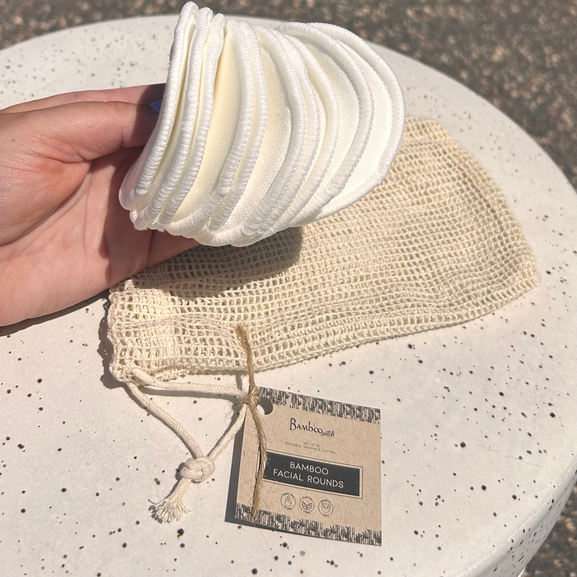 Set of 10 - Reusable Bamboo Cotton Facial Rounds
