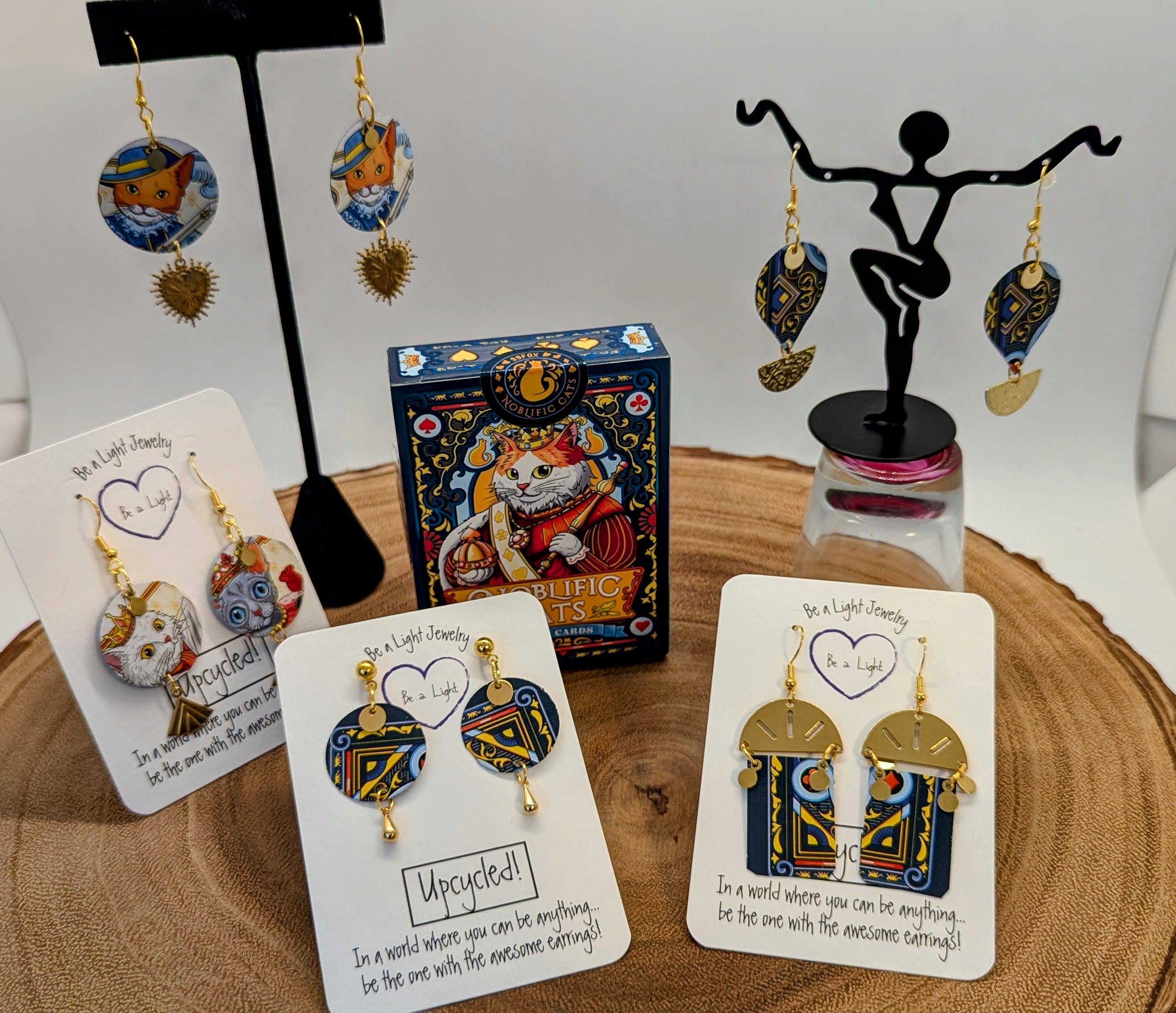 Up-cycled Fun Cat earrings