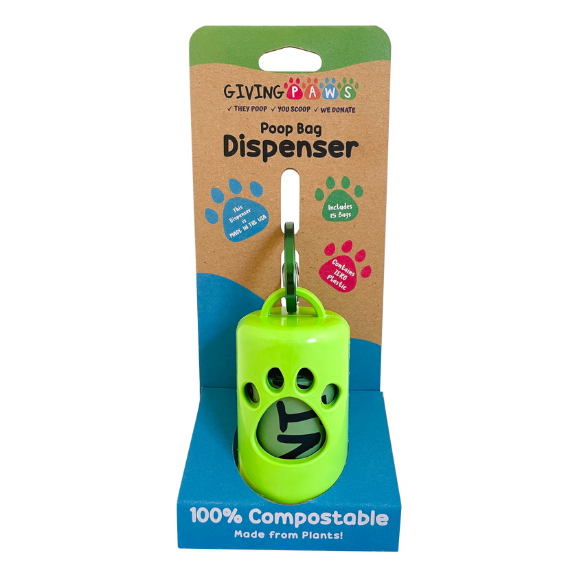 Giving Paws Compostable Poop Bag Dispenser: Green