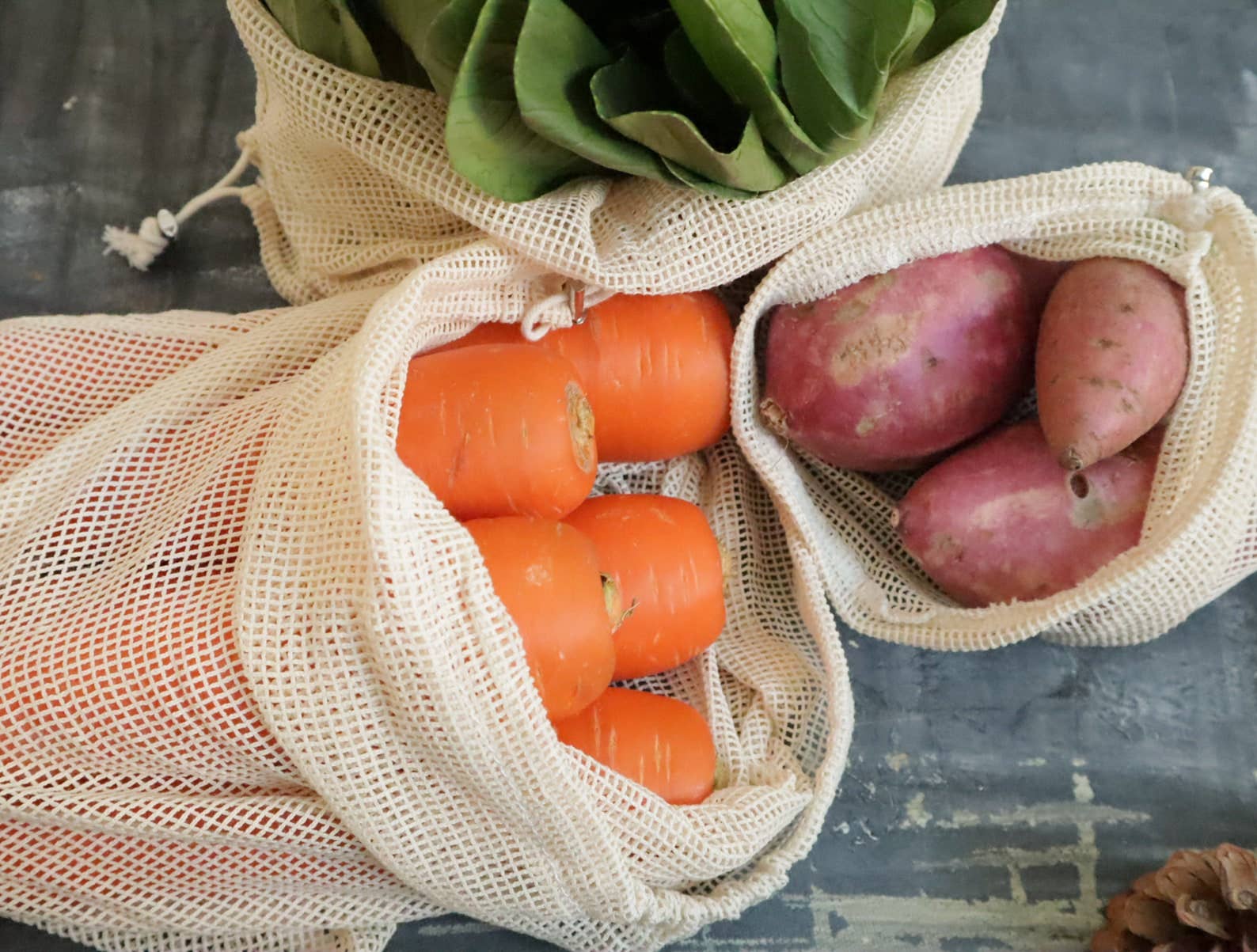 Set of 4 Organic Cotton Produce Bags