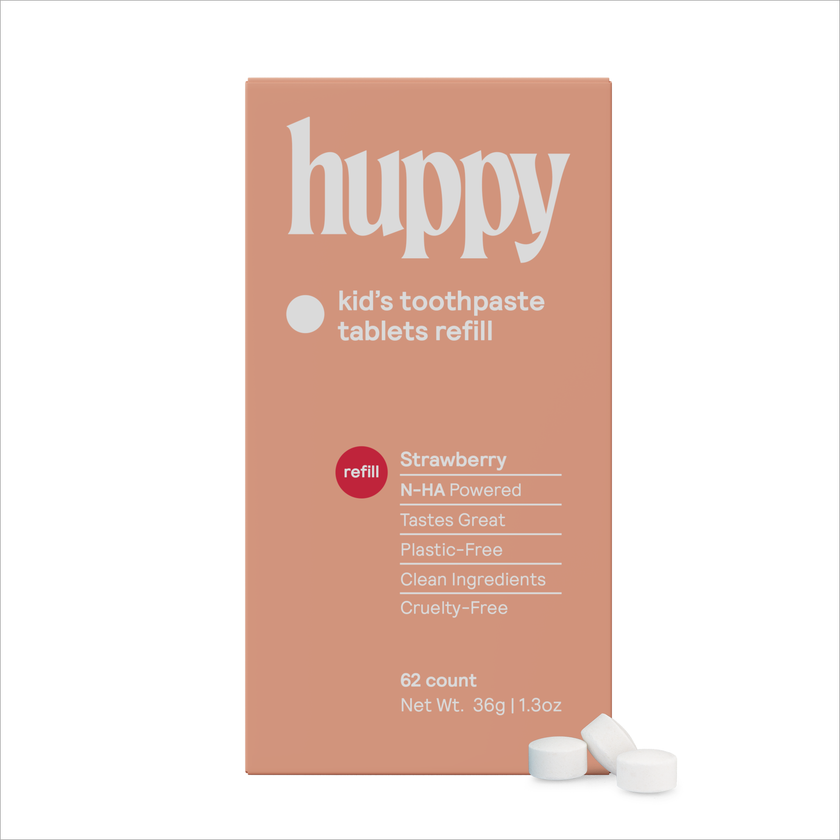 Huppy Fluoride-Free Toothpaste Tablets | Refill | Strawberry