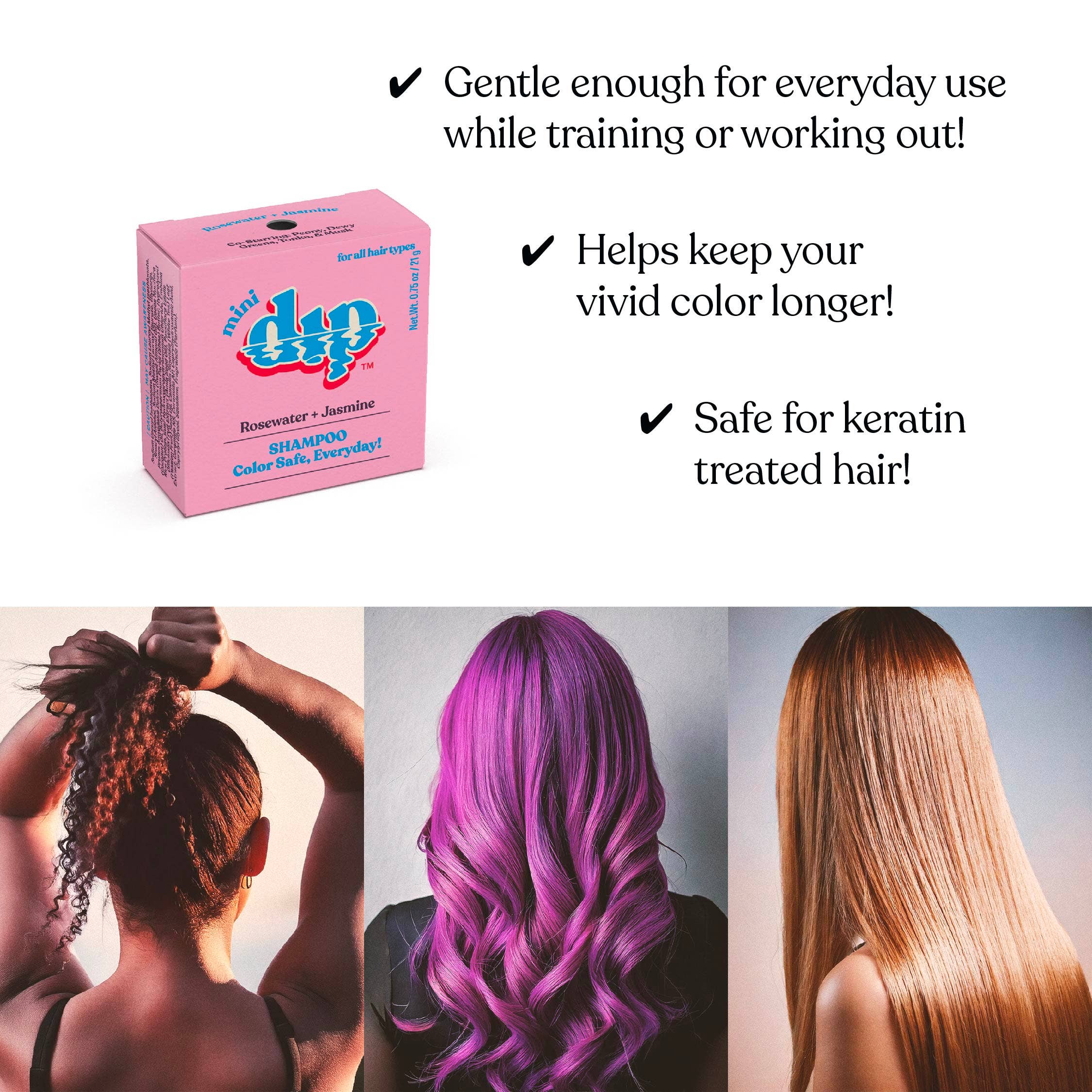Mini Dip Shampoo Bar: Color Safe, Everyday - Rosewater & Jasmine: 0.75 oz