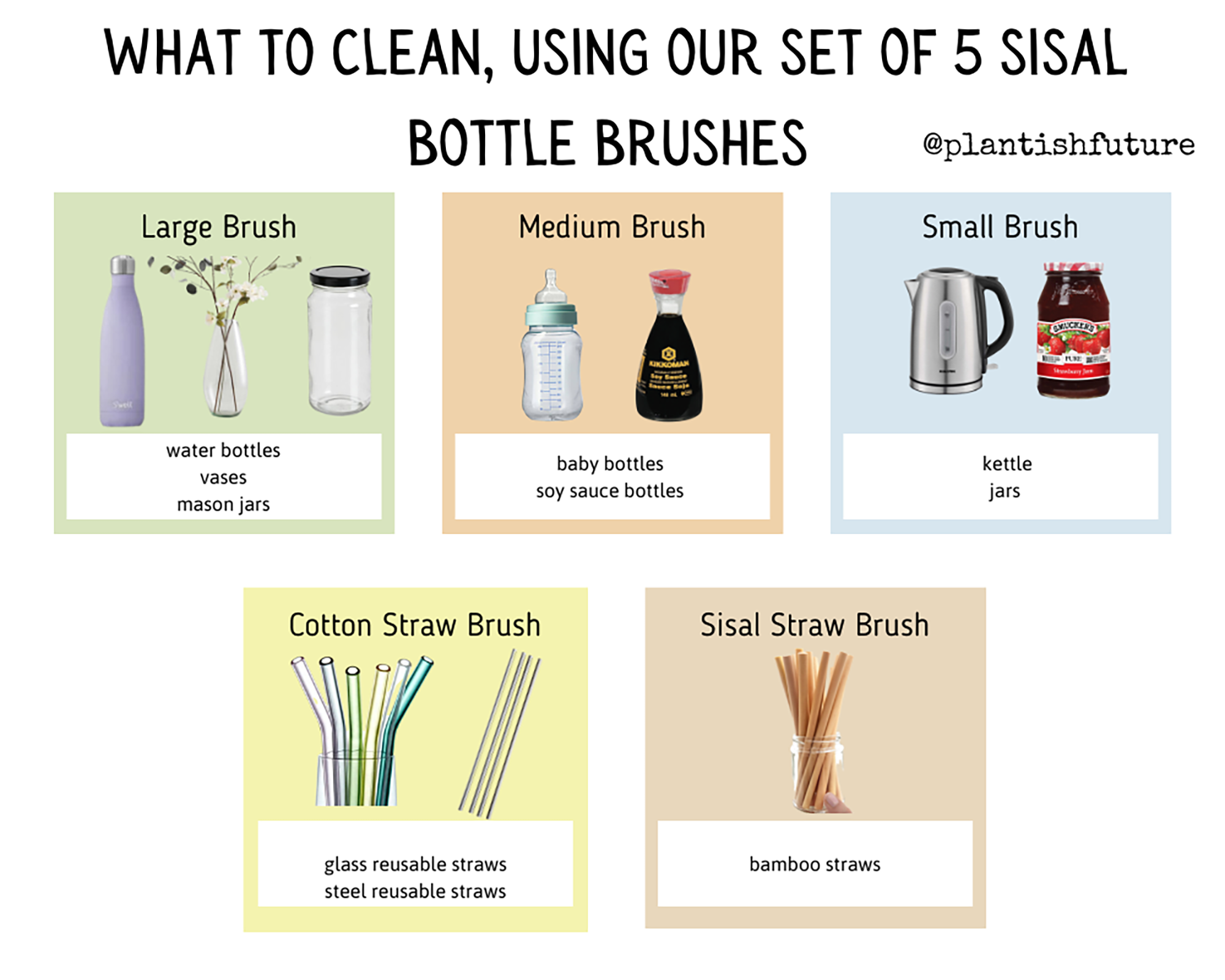 Sisal Bottle Brushes- 5 Set