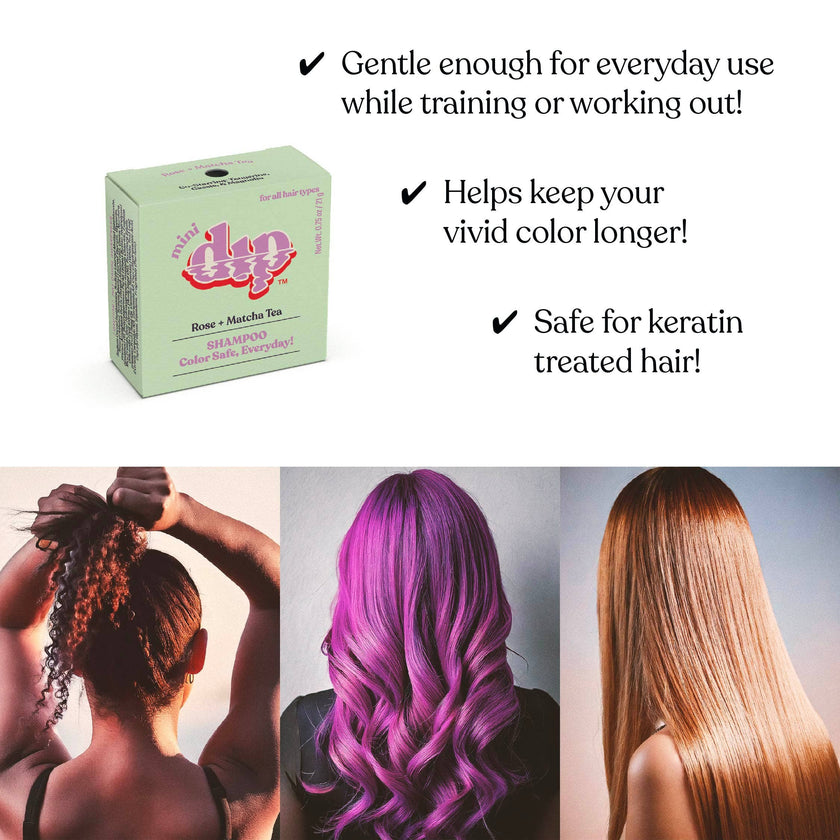 Mini Dip Shampoo Bar: Color Safe, Everyday - Rose & Matcha Tea: 0.75 oz