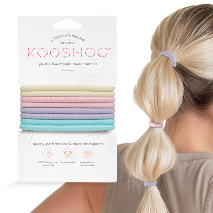 Kooshoo Plastic-free Round Hair Ties - Mondo 8-pack - Pastel Blooms