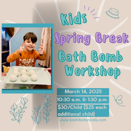Spring Break Kids Bath Bomb Workshop, 3/14/24 10:00am & 1:30pm