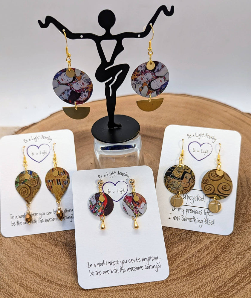 Upcycled Klimt Earrings