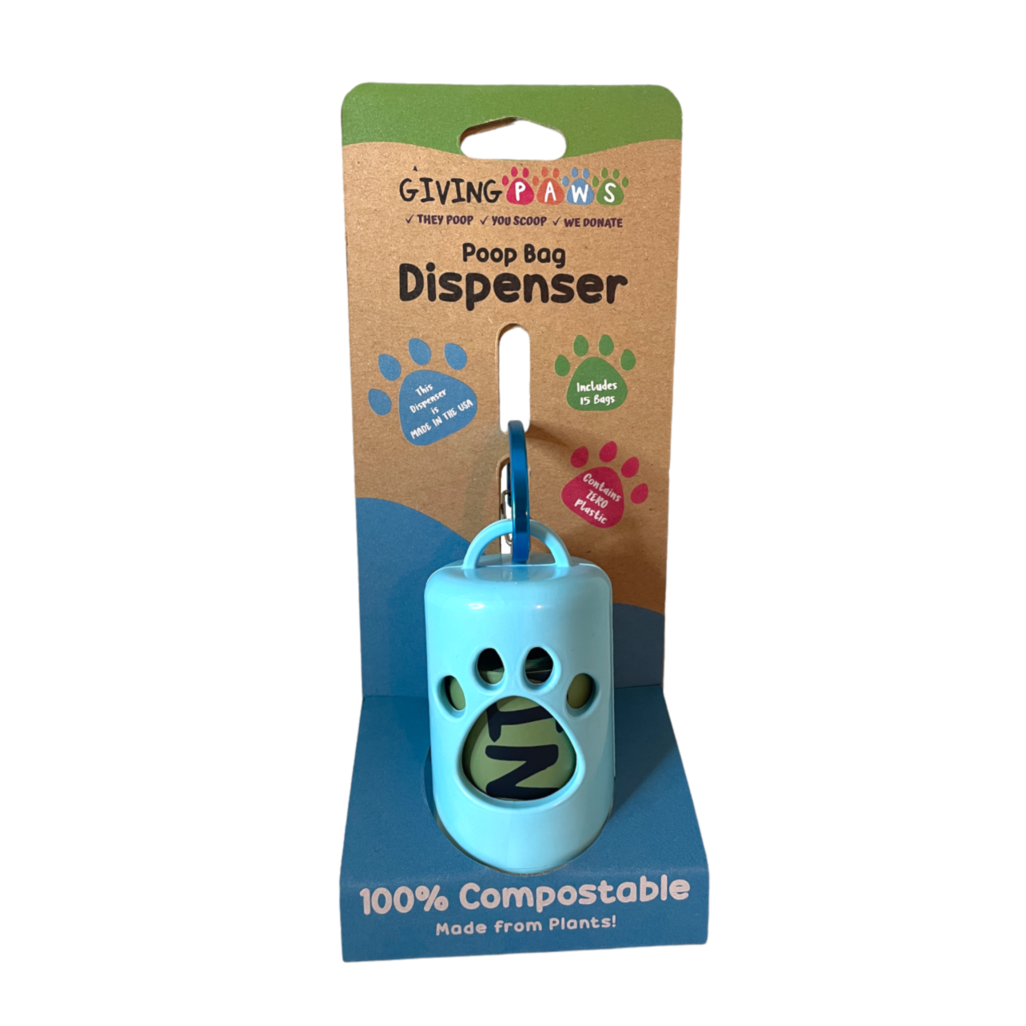 Giving Paws Compostable Poop Bag Dispenser: Pink