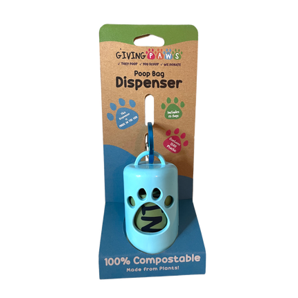 Giving Paws Compostable Poop Bag Dispenser: Blue