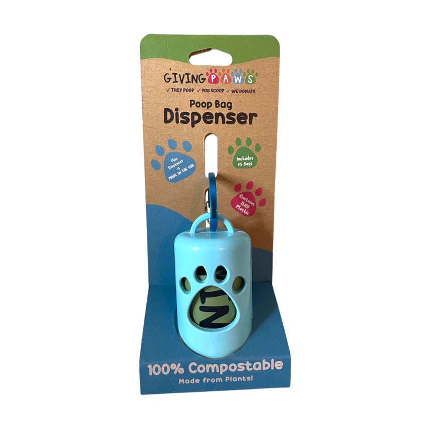Giving Paws Compostable Poop Bag Dispenser: Blue