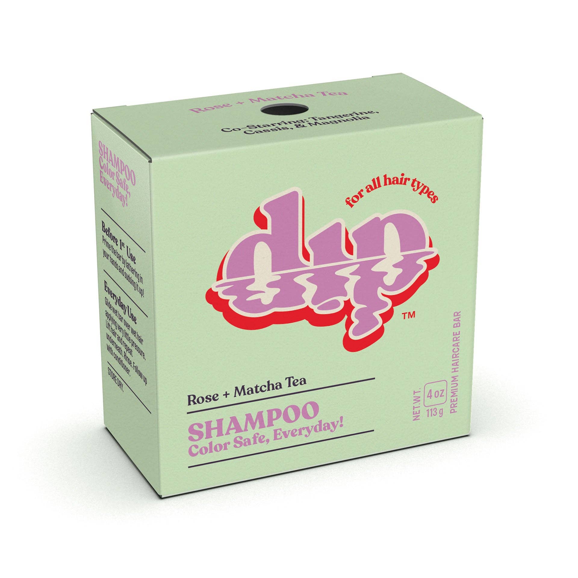 Dip Color Safe Shampoo Bar for Every Day - Rose & Matcha Tea