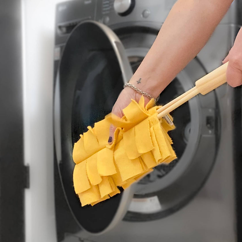 Marley's Monsters Washable Dusters: Organic Cotton Fleece Duster Head + Wooden Handle