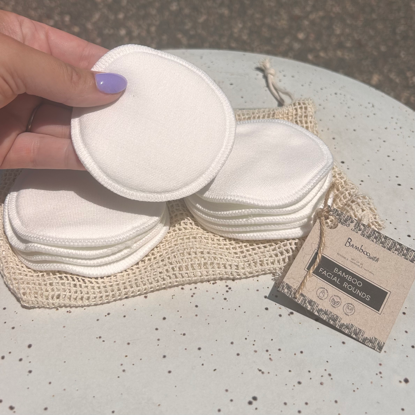 Set of 10 - Reusable Bamboo Cotton Facial Rounds