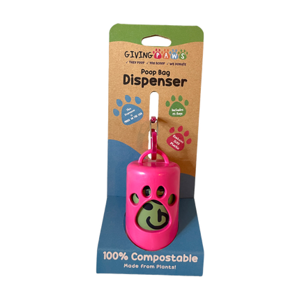 Giving Paws Compostable Poop Bag Dispenser: Pink