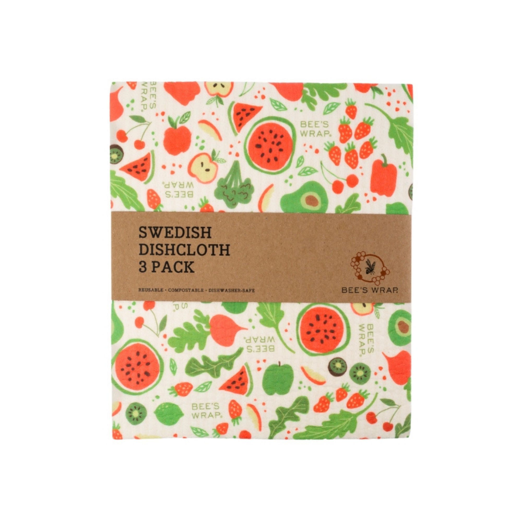Bees Wrap Swedish Dishcloth 3 Pack - Garden Party Prints