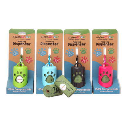 Giving Paws Compostable Poop Bag Dispenser: Pink