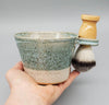 Shave Bowl -Turquoise Hand-thrown, Stoneware Ceramic & Brush